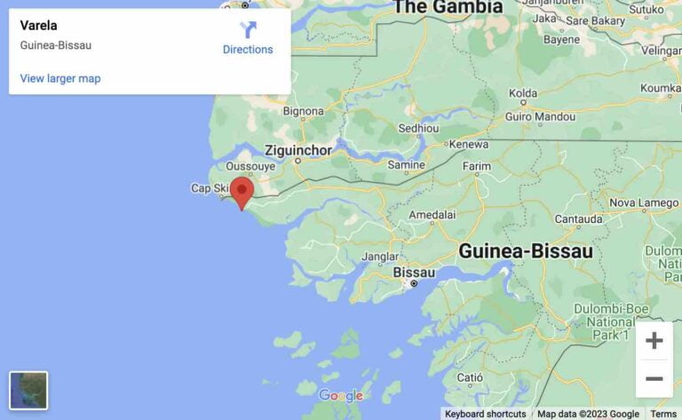 Map showing location of Varela in Guinea-Bissau