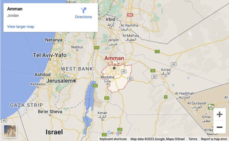 Map Showing Amman Location in Jordan