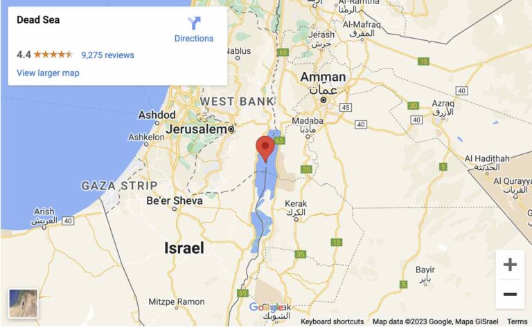 Map Showing Dead Sea Location in Jordan