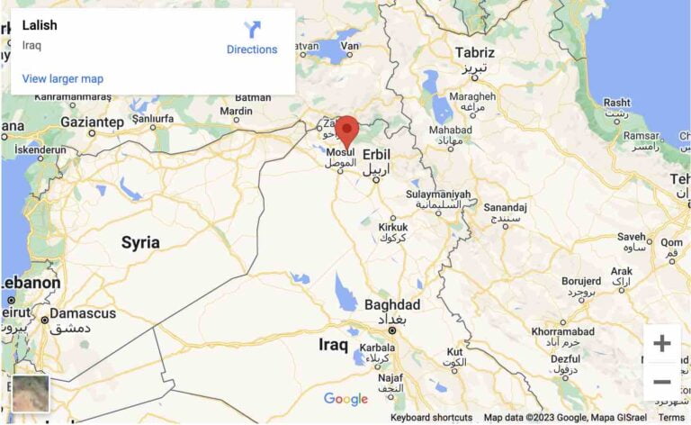 Places to Visit in Iraq - Lalish Location Map