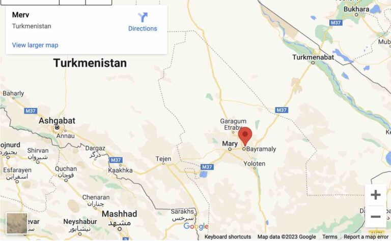 Places to visit in Turkmenistan - Merv Location Map