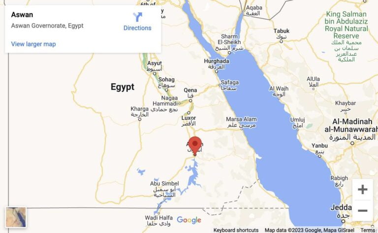 Map of Aswan Location in Egypt